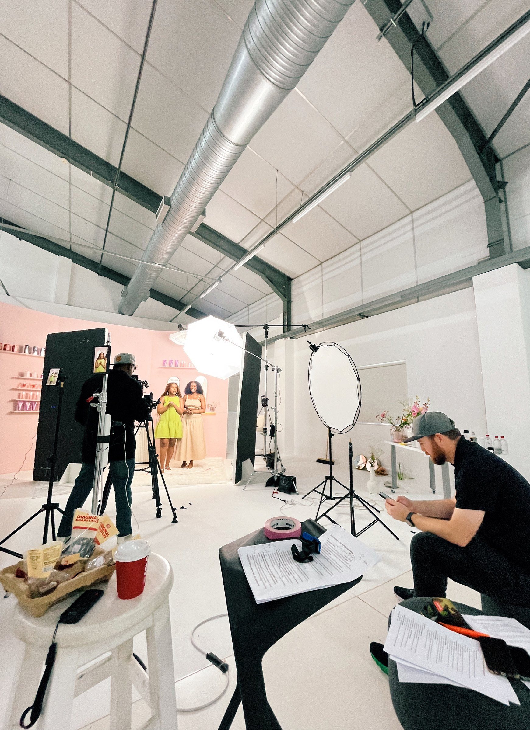 Behind the scenes on the Reset pink set